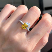 1.80 CT Fancy Vivid Yellow Emerald Cut Lab Grown Diamond Ring 14K VS1/VVS2