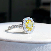 1.20 CT Fancy Vivid Yellow Lab Grown Diamond Oval Ring 14K White Gold VS1/VVS2
