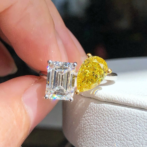 INS-Inspired Lab Grown Double Diamond Ring 3.38 CT 14K White Gold