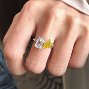 INS-Inspired Lab Grown Double Diamond Ring 3.38 CT 14K White Gold