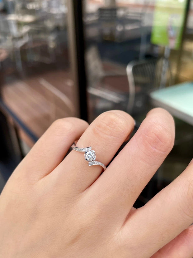 Eternal Promise Lab-Grown Diamond Ring 14K White Gold 0.55 CTW Swirl Design