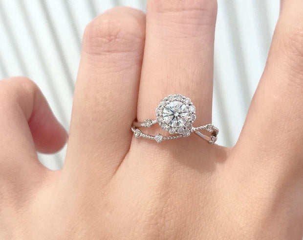 14K–18K White Gold Lab-Grown Diamond Ring – 1.08ct D–E Color VS1–VVS2 Clarity