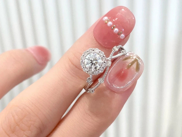 14K–18K White Gold Lab-Grown Diamond Ring – 1.08ct D–E Color VS1–VVS2 Clarity