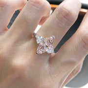 Elegant Pink Marquise Diamond Three-Stone Ring 2.51 CT 14K White Gold VS1/VVS2