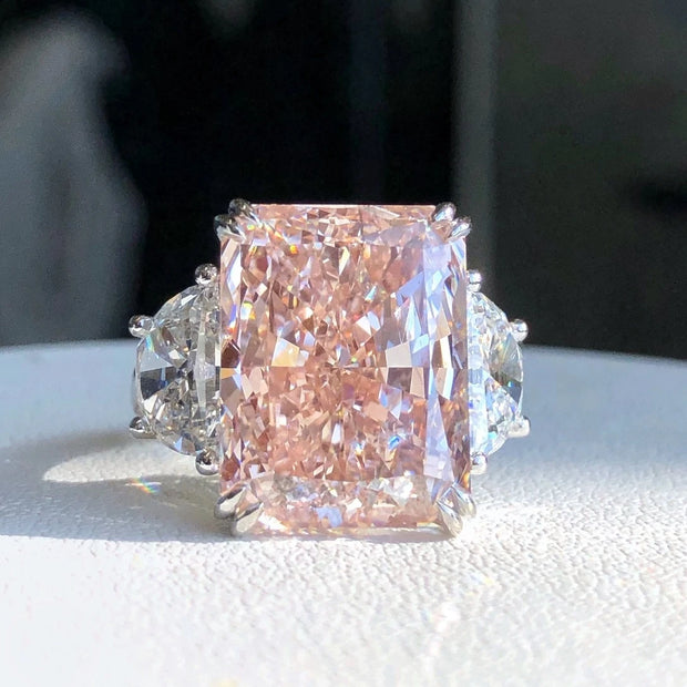 Majestic Radiant Pink Diamond Ring 13.06 CT in 14K White Gold VS1/VVS2