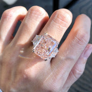Majestic Radiant Pink Diamond Ring 13.06 CT in 14K White Gold VS1/VVS2
