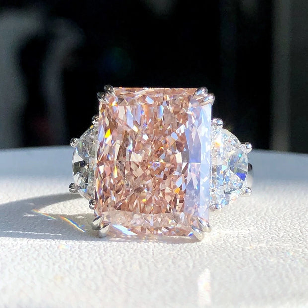 Majestic Radiant Pink Diamond Ring 13.06 CT in 14K White Gold VS1/VVS2