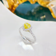 Lab Grown Fancy Yellow Diamond Heart Ring 0.85 CT 14K White Gold