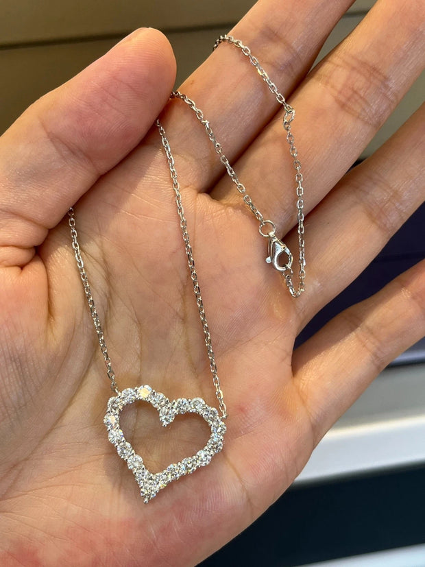 Timeless Brilliance Lab-Grown Diamond Heart Pendant in 14K White Gold – 1.77 CTW