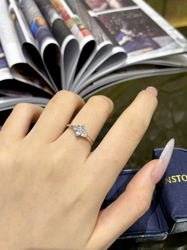 Elegant Marquise 14K White Gold Lab-Grown Diamond Ring 0.66 CTW
