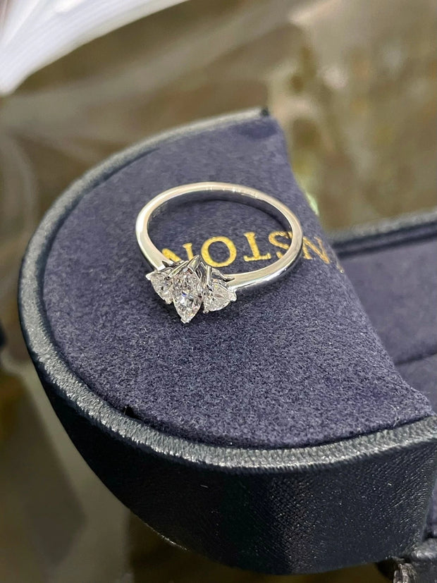 Elegant Marquise 14K White Gold Lab-Grown Diamond Ring 0.66 CTW