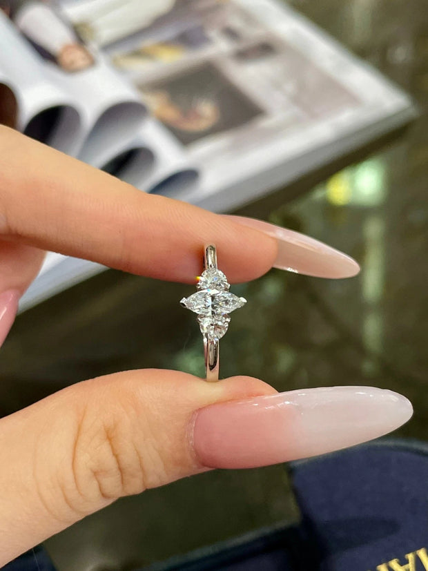 Elegant Marquise 14K White Gold Lab-Grown Diamond Ring 0.66 CTW