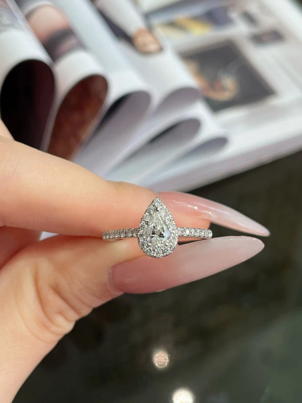Radiant Elegance 14K White Gold Lab-Grown Pear-Shaped Diamond Ring 0.75 CTW