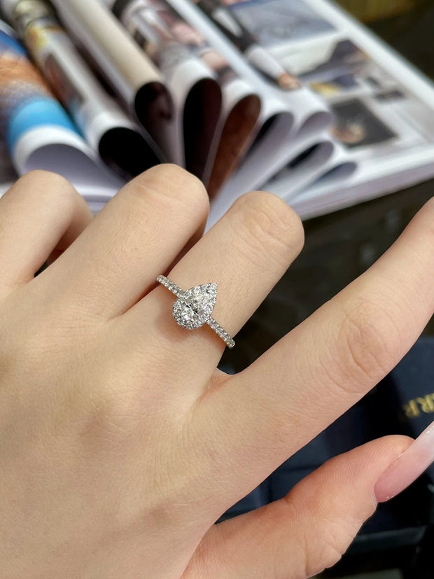 Radiant Elegance 14K White Gold Lab-Grown Pear-Shaped Diamond Ring 0.75 CTW