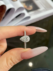 Radiant Elegance 14K White Gold Lab-Grown Pear-Shaped Diamond Ring 0.75 CTW