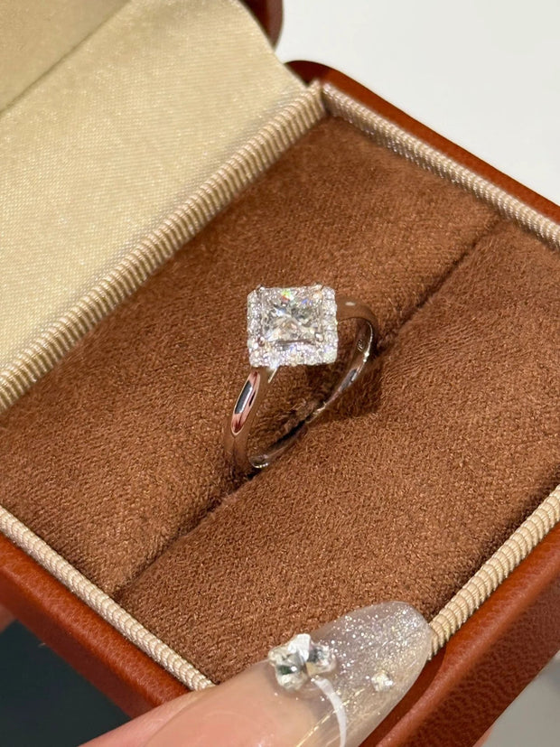 Lab-Grown Princess Cut Diamond Ring 1.00 CTW D-Color VS1-VVS2 – 14K White Gold