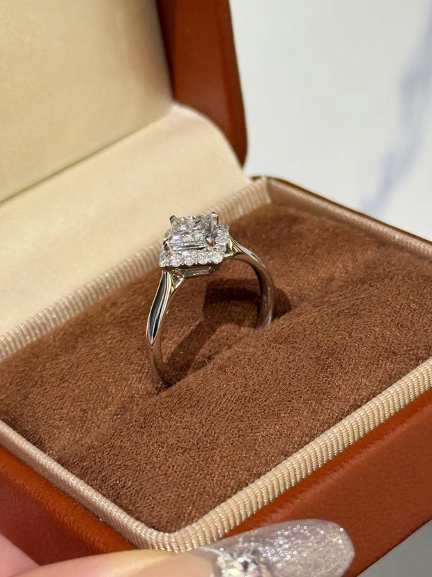 Lab-Grown Princess Cut Diamond Ring 1.00 CTW D-Color VS1-VVS2 – 14K White Gold