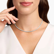 10 CTW Lab-Grown Diamond Tennis Necklace in 14K White Gold 16 in D-E VS1-VVS2