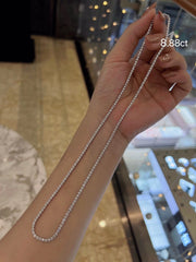 8.88 Carat Diamond Necklace with Plum Blossom Clasp in 14K White Gold