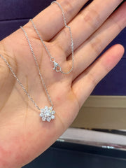 14K White Gold Lab-Grown Diamond Sunflower Pendant – 0.96 CTW