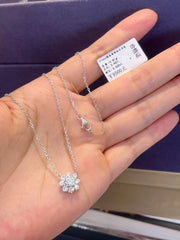 14K White Gold Lab-Grown Diamond Sunflower Pendant – 0.96 CTW