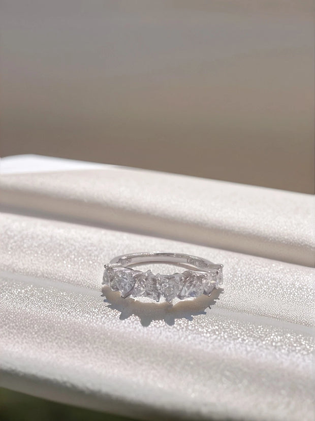 Seven Hearts of Forever – 14K White Gold Diamond Band