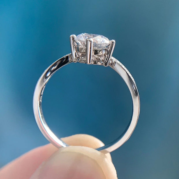 "1.70 CT Round Lab-Grown Diamond Solitaire Ring in 14K White Gold"