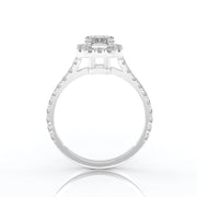 1.00 Carat Emerald-Cut Halo Lab Created Engagement Ring in 14K White Gold