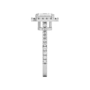 1.00 Carat Emerald-Cut Halo Lab Created Engagement Ring in 14K White Gold