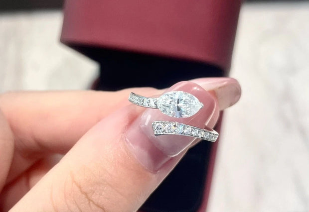 Marquise cut 1.50 CT Lab Created Diamond Ring in 14K White Gold