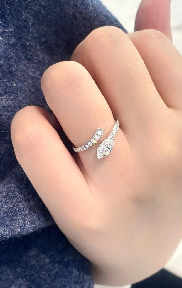 Marquise cut 1.50 CT Lab Created Diamond Ring in 14K White Gold