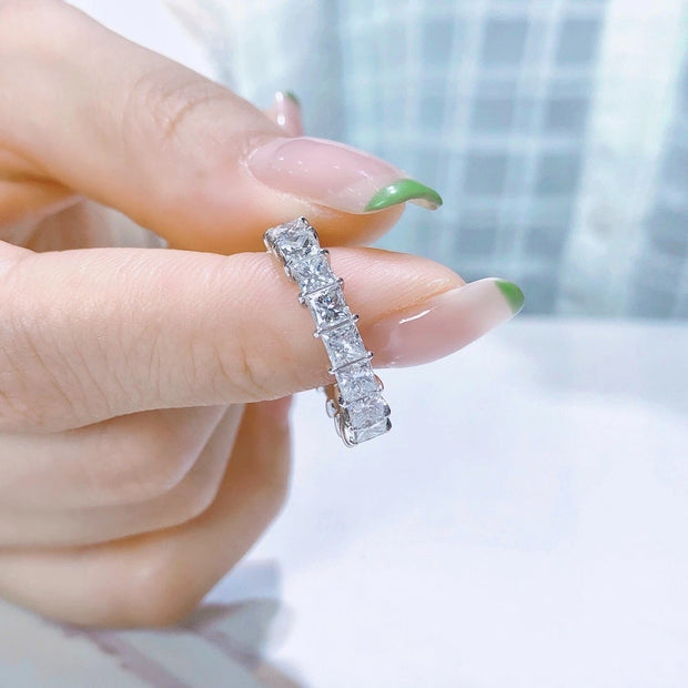 Lab-Grown princess cut Full Eternity Diamond Ring 2.10 CTW 14K White Gold