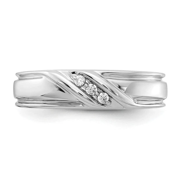 Lab-Created Diamond Men’s Ring 14K White Gold D-E VS1-VVS2 0.081ct