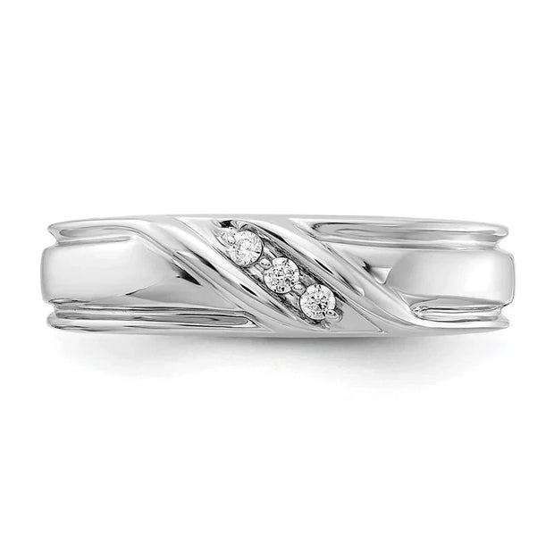Lab-Created Diamond Men’s Ring 14K White Gold D-E VS1-VVS2 0.081ct