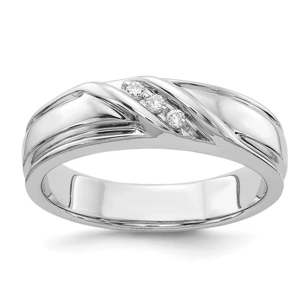 Lab-Created Diamond Men’s Ring 14K White Gold D-E VS1-VVS2 0.081ct