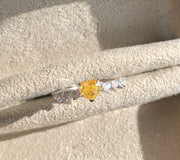 1 CT Lab-Grown Fancy Vivid Yellow Heart Diamond Ring 14K White Gold