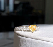 1 CT Lab-Grown Fancy Vivid Yellow Heart Diamond Ring 14K White Gold