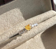 1 CT Lab-Grown Fancy Vivid Yellow Heart Diamond Ring 14K White Gold