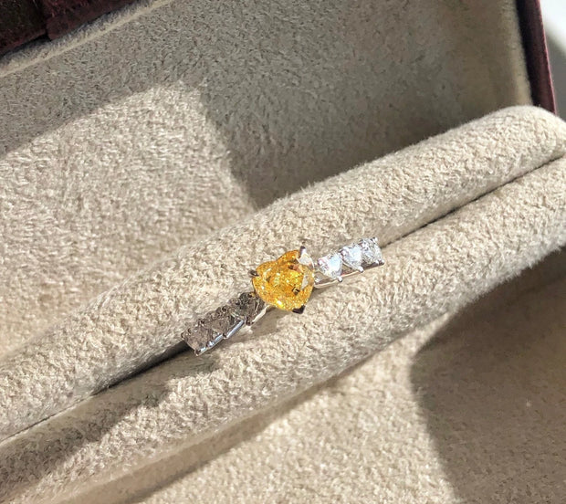 1 CT Lab-Grown Fancy Vivid Yellow Heart Diamond Ring 14K White Gold