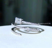 Lab-Grown 0.30 CTW Emerald-Cut Diamond Three-Row Band Ring – 14K White Gold