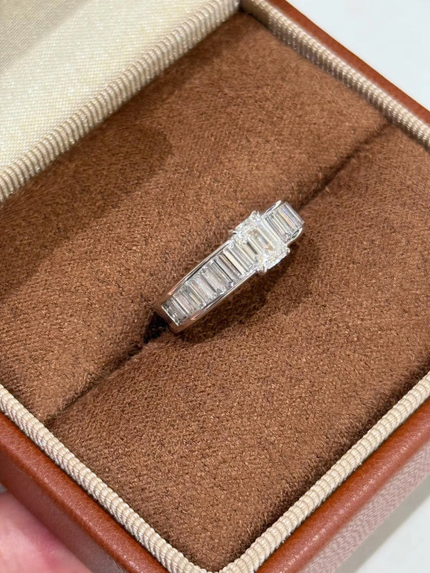 Elegant Emerald-Cut Lab-Grown Diamond Ring 14K White Gold 1.20 CTW