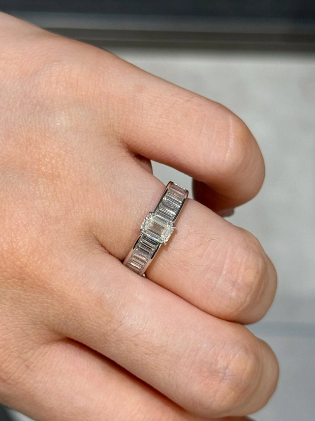 Elegant Emerald-Cut Lab-Grown Diamond Ring 14K White Gold 1.20 CTW
