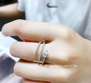 Lab-Grown 0.30 CTW Pear-Shaped Diamond Three-Row Band Ring – 14K White Gold