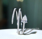 Lab-Grown 0.30 CTW Pear-Shaped Diamond Three-Row Band Ring – 14K White Gold