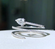 Lab-Grown 0.30 CTW Pear-Shaped Diamond Three-Row Band Ring – 14K White Gold