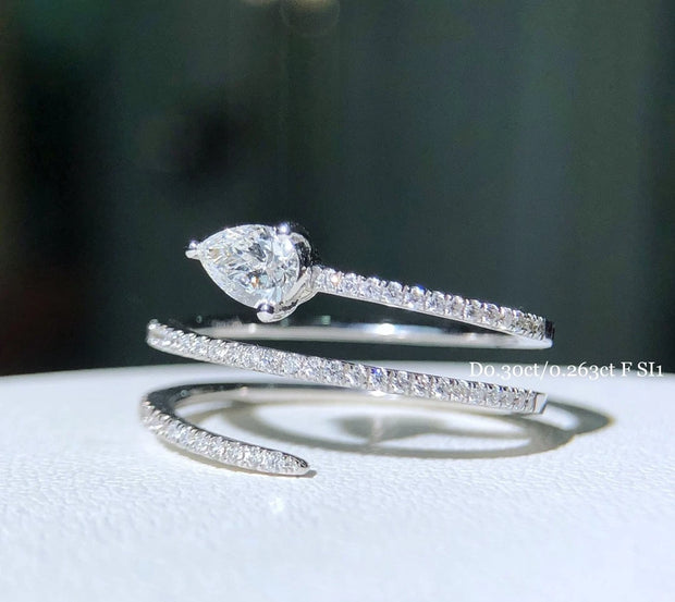 Lab-Grown 0.30 CTW Pear-Shaped Diamond Three-Row Band Ring – 14K White Gold
