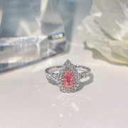 Romantic Fancy Vivid Pink Lab-Grown Pear Diamond Ring 1.09 CT 14k White Gold