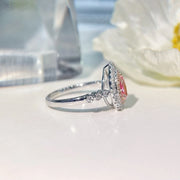 Romantic Fancy Vivid Pink Lab-Grown Pear Diamond Ring 1.09 CT 14k White Gold
