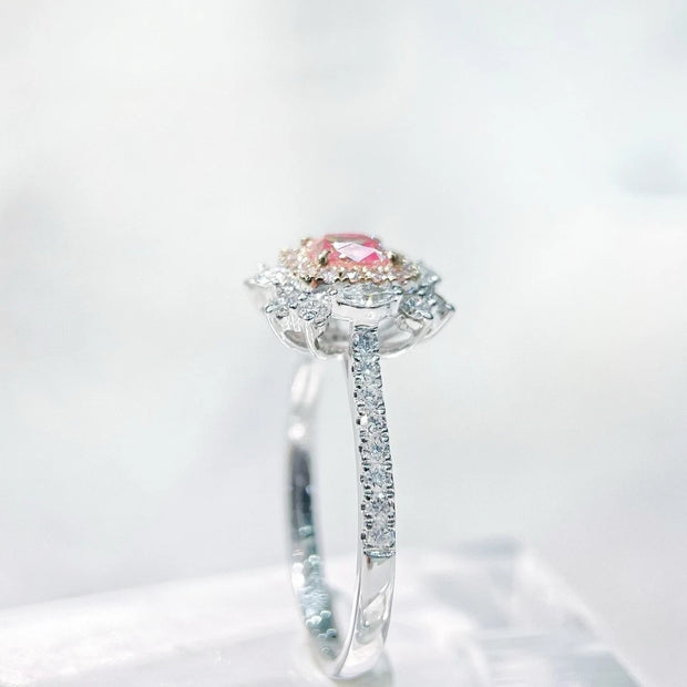 Elegant 1.15 CTW Fancy Vivid Pink Lab-Grown Diamond Ring in 14K White Gold