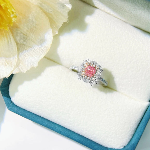 Elegant 1.15 CTW Fancy Vivid Pink Lab-Grown Diamond Ring in 14K White Gold
